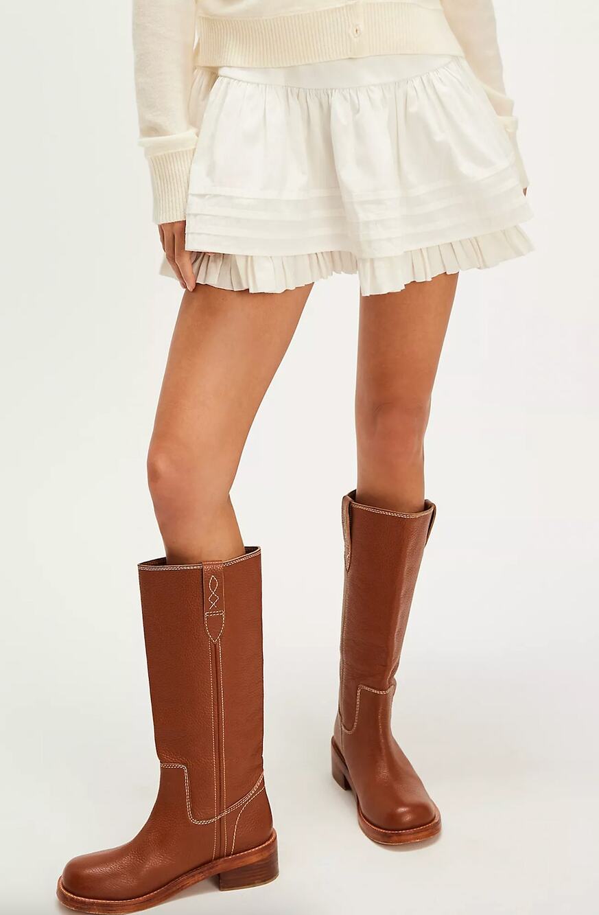Free People Blaze Pull-On Boots, Vintage Tan Leather, NWOT, Size 9